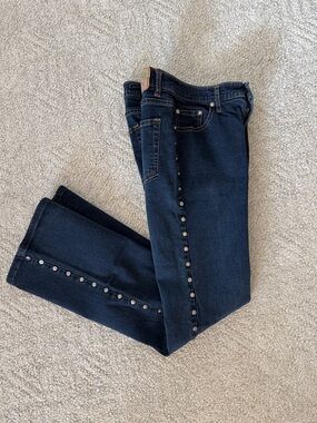 SASSY THAI Dark Blue Bootcut Jeans Side Stud Accents Size 4